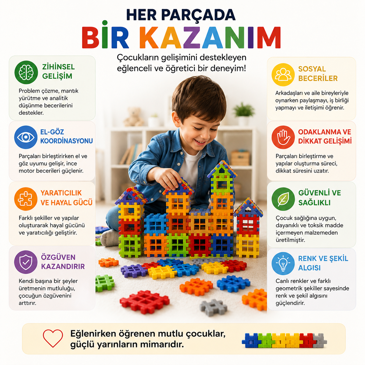 Toymino Kişisel Gelişim 3D Eğitici Puzzle Seti(128) Parça